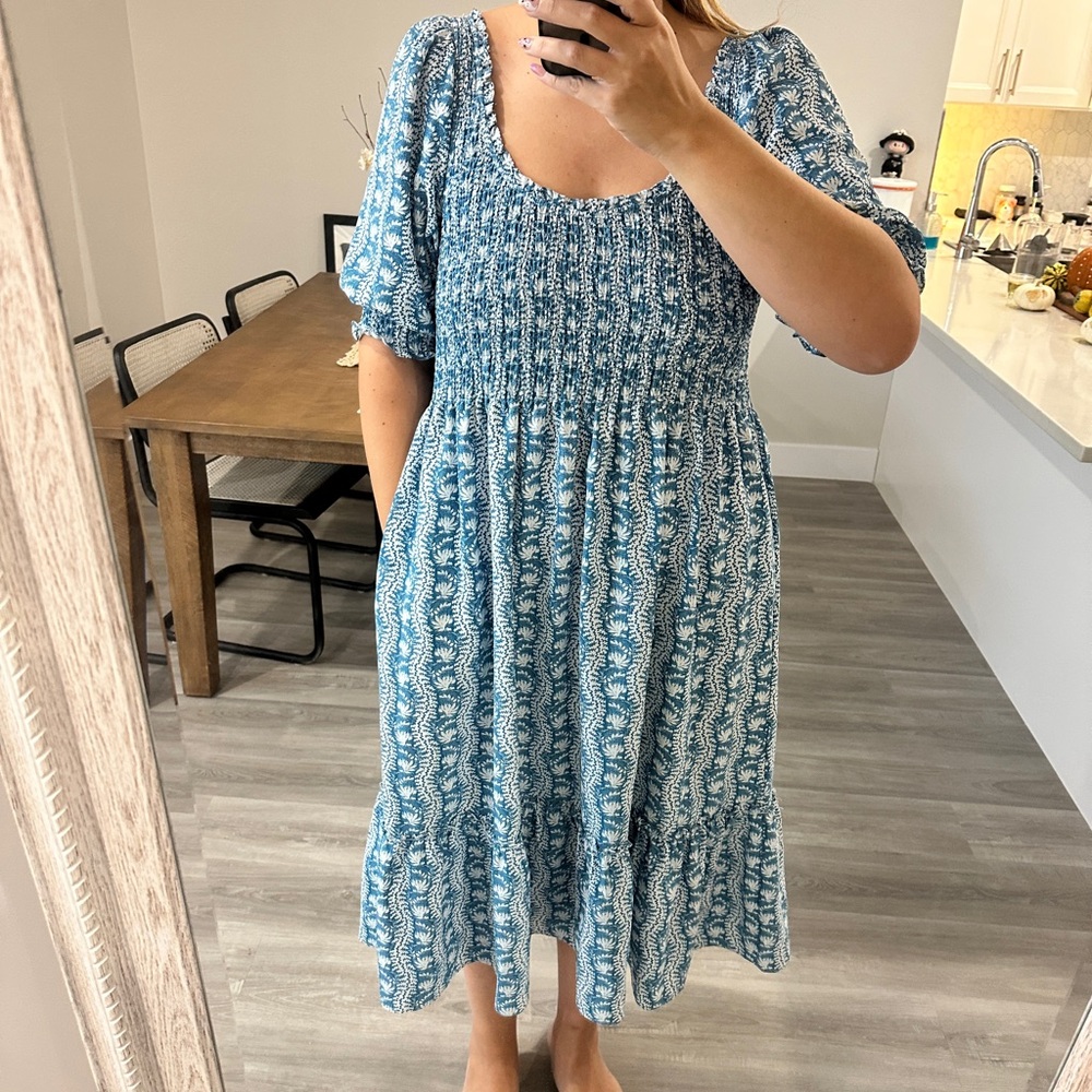 Hill House Luisa Blue and White Dress